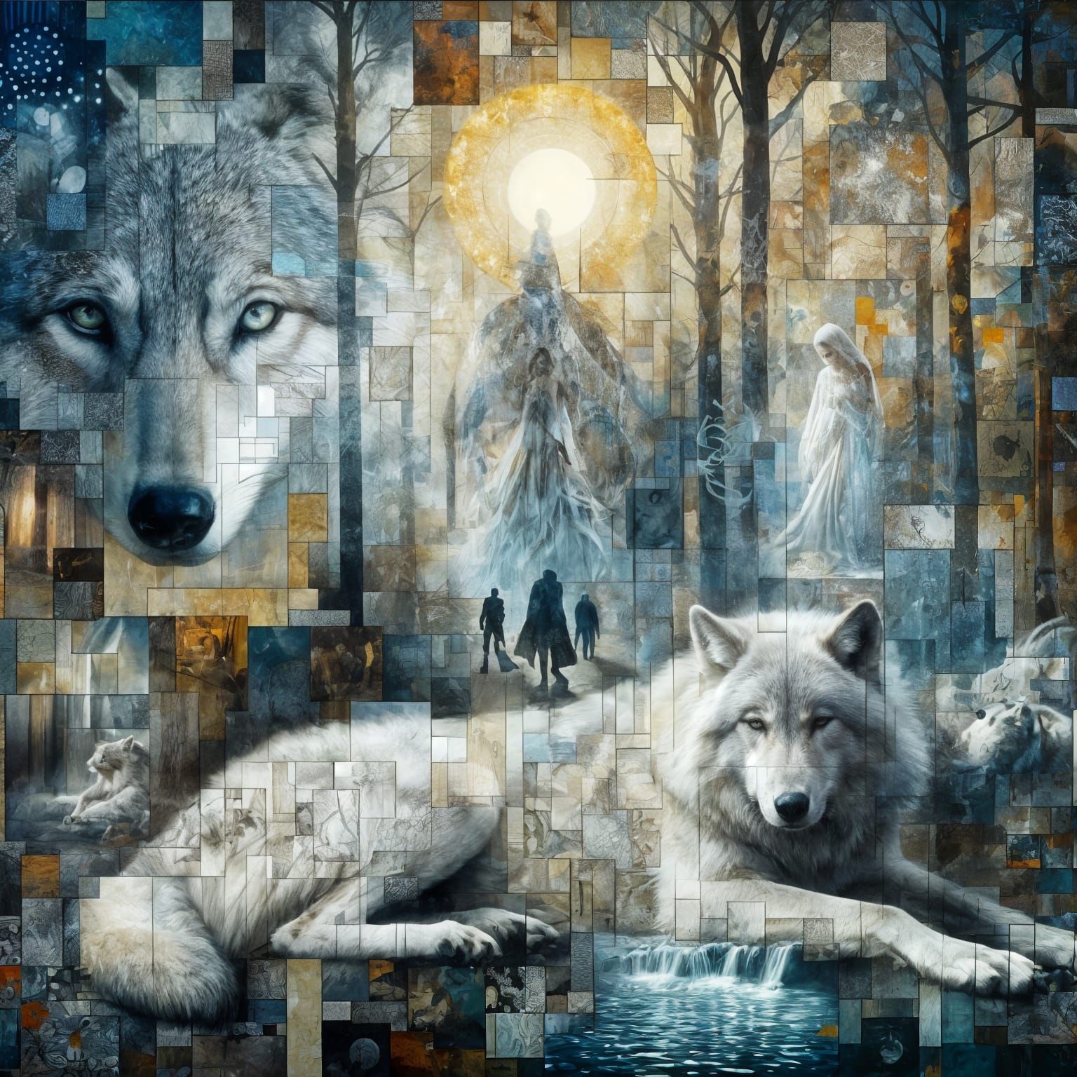 A wolf in a forest