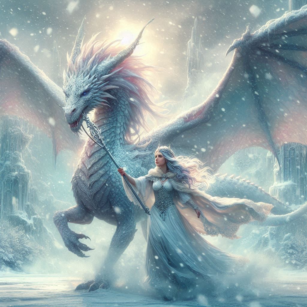 woman and dragon