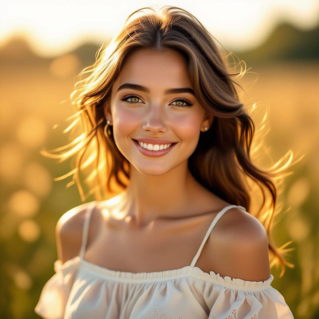 Joyful Woman in Golden Sunlight, Long Skirt Dancing