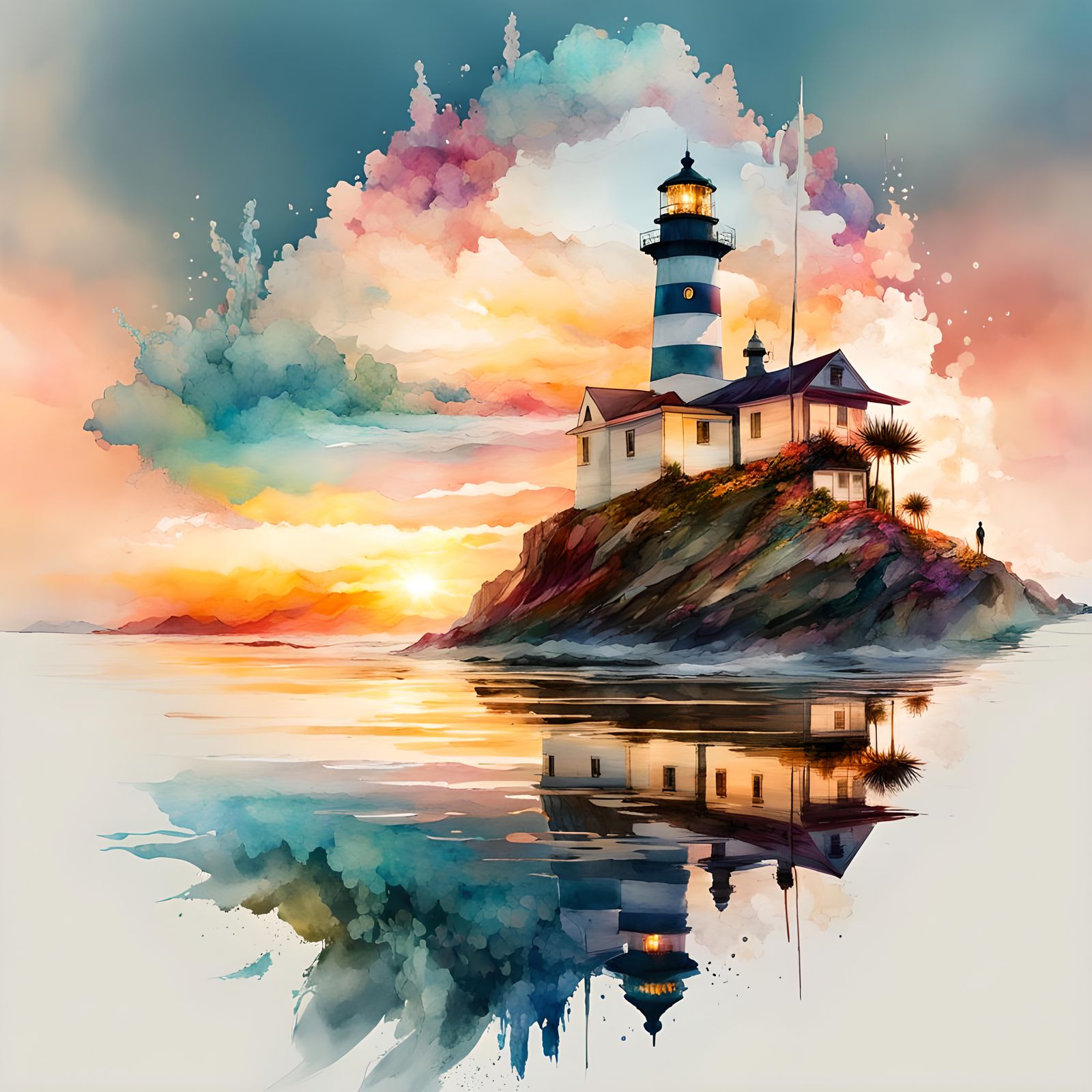 Watercolour sunset  by @Laevos