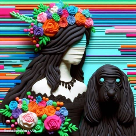 A Woman and her Dog - Play Doh Art