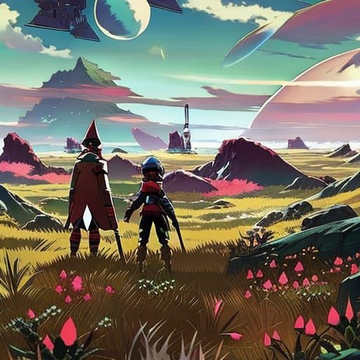 no mans sky, by artist "anime", Anime Key Visual, Japanese M...