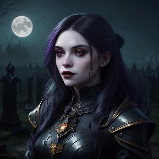 Beautiful Vampiress Under the Moonlight