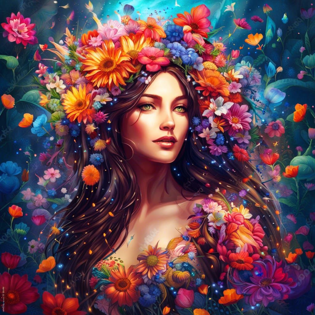 Beautiful Woman of Flowers. - AI Generated Artwork - NightCafe Creator