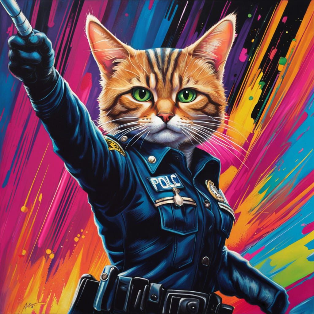 a cat police officer, cute, driving a police car - AI Generated Artwork -  NightCafe Creator