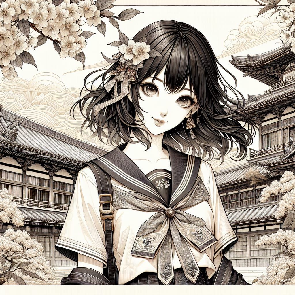 Japanese schoolgirl  by @God of winter 