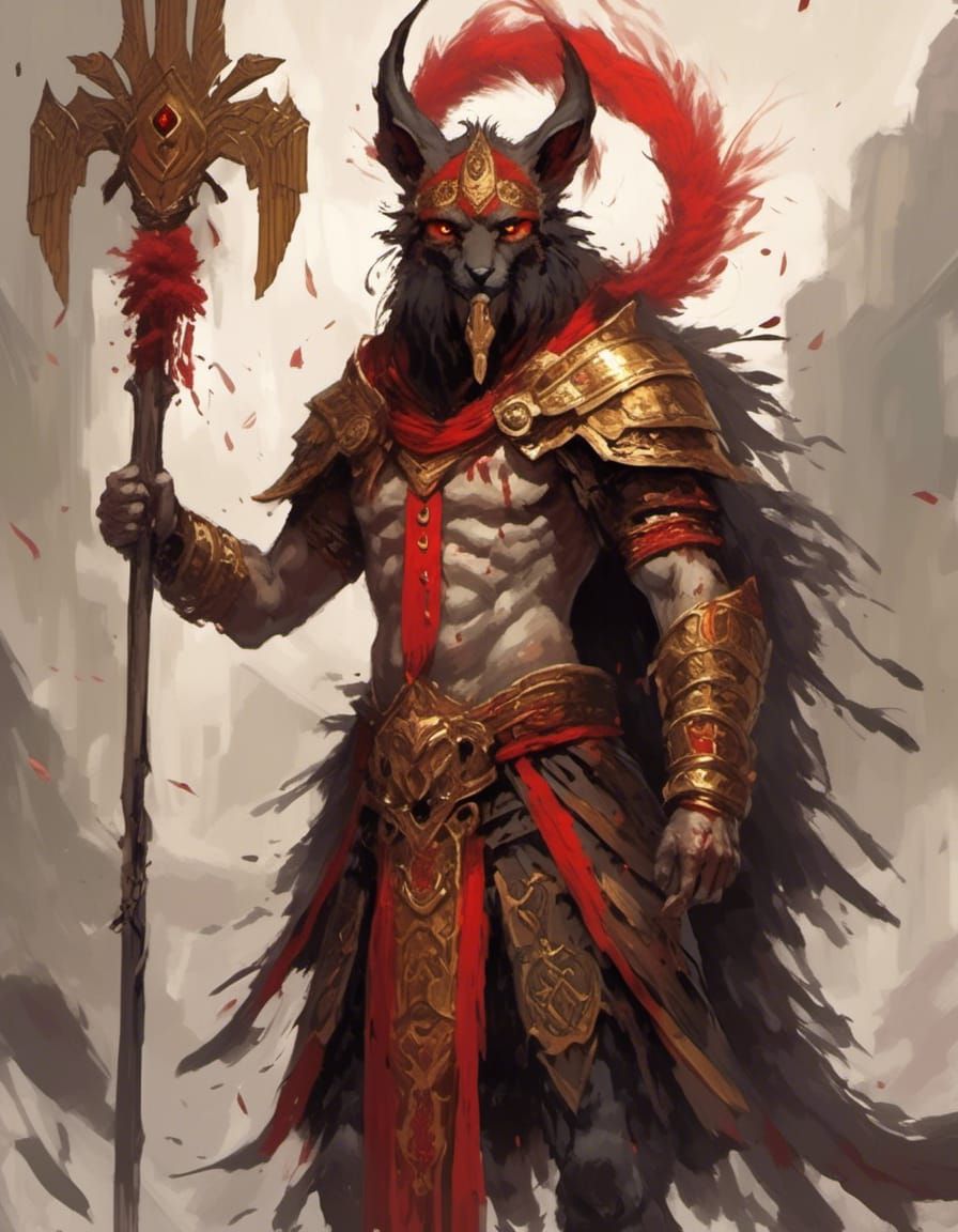 <lora:RPG Portraits:1.0>
 A tall, imposing figure with red skin and fiery eyes.
They have the powerful build of a warrior, with muscular ar...