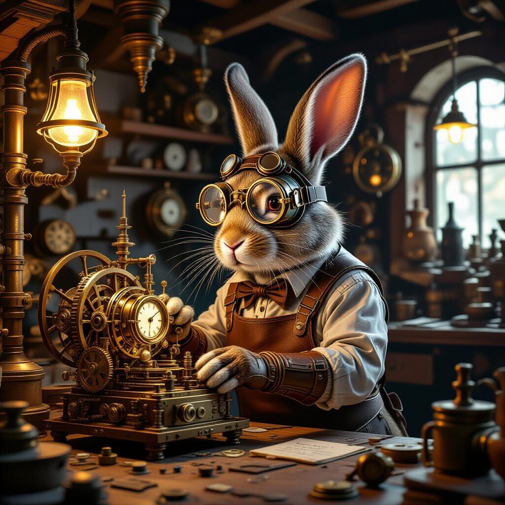 A steampunk rabbit inventor 1