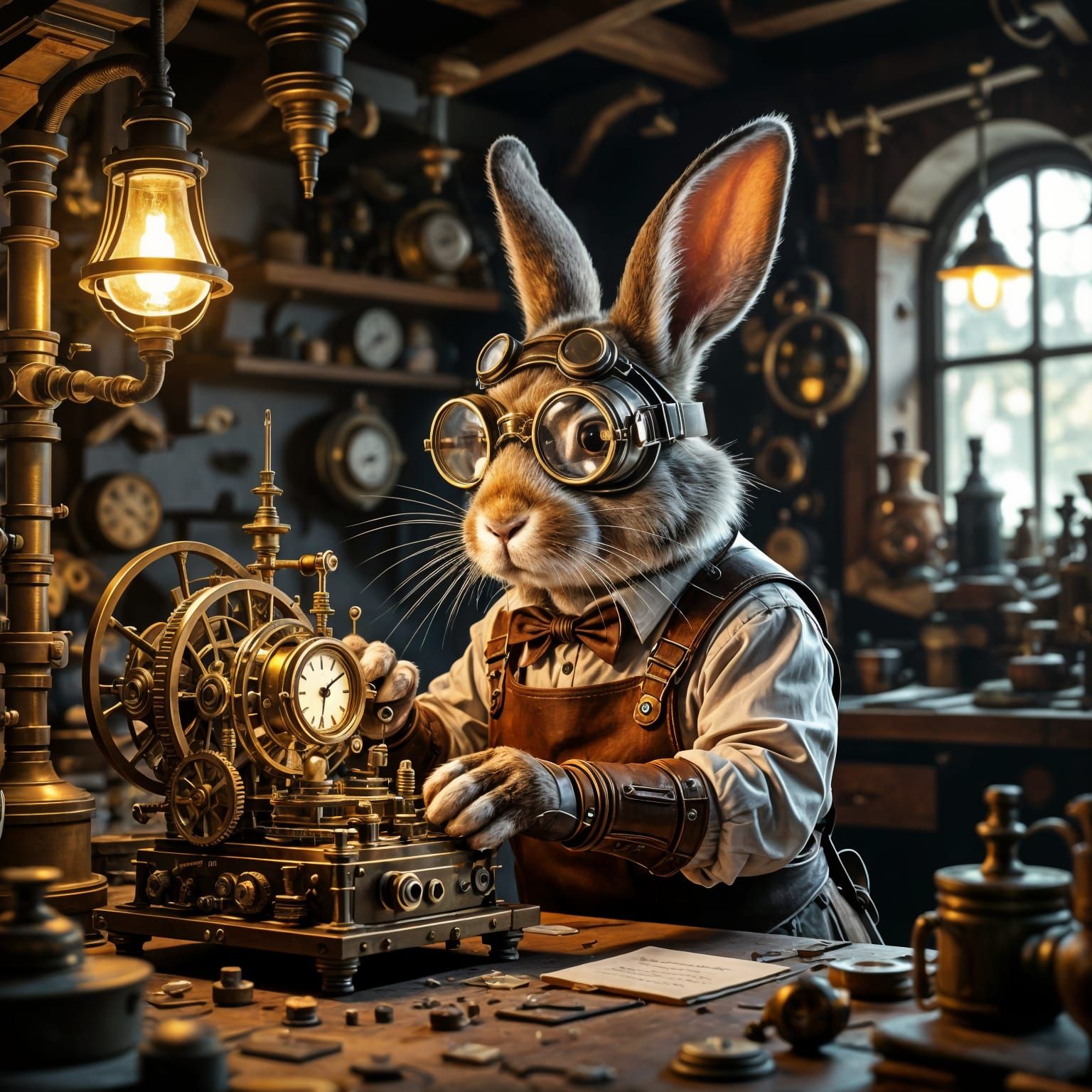 A steampunk rabbit inventor 1  by @Queen274