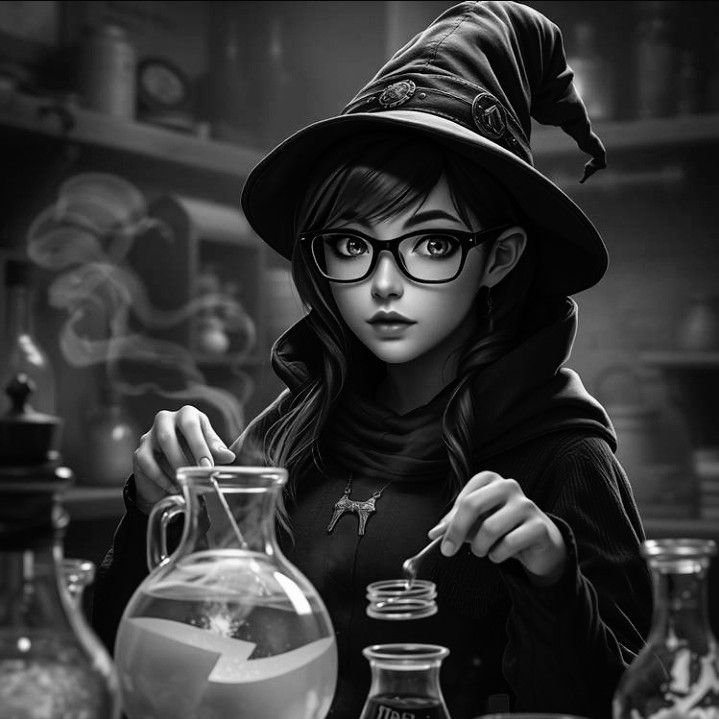 A beautiful young female sorceress with red hair wearing eye...