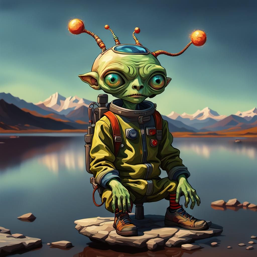 Adorable happy alien 