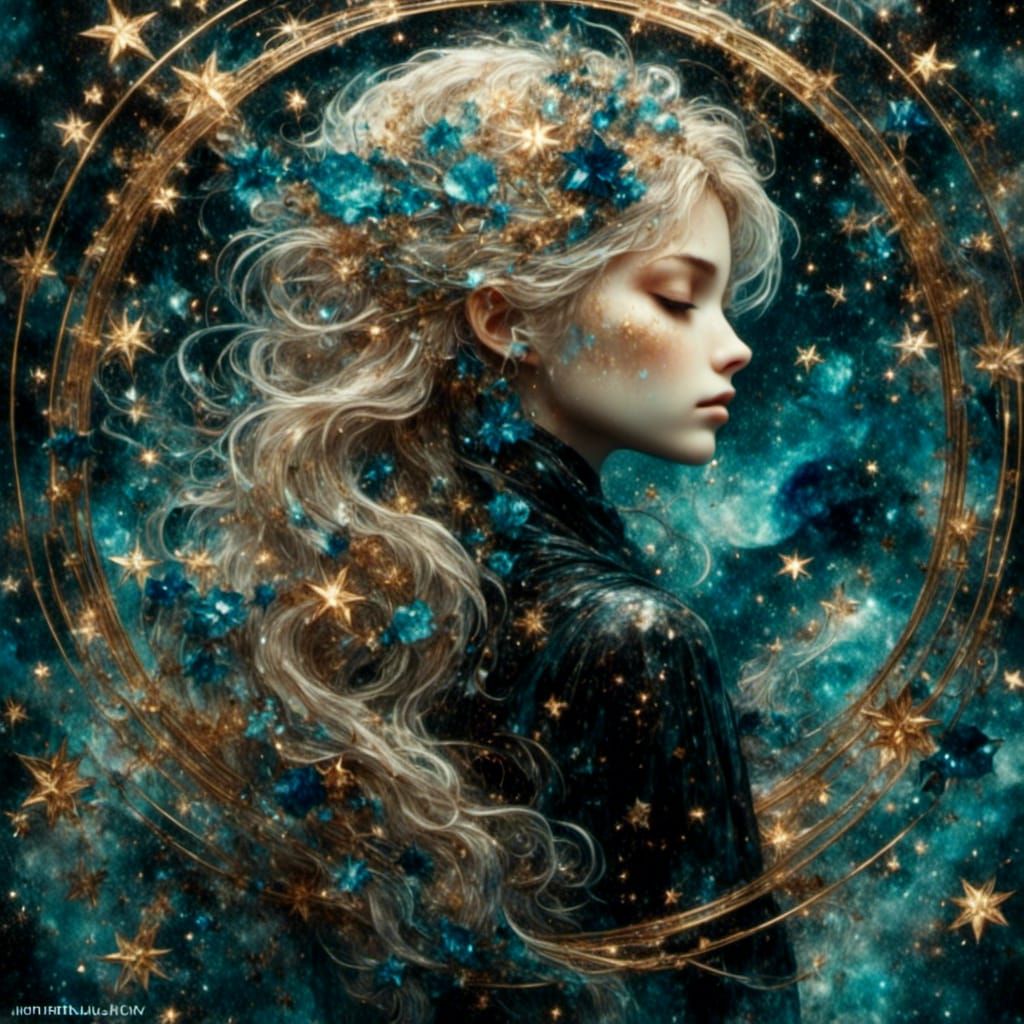 Sapphire Night Sky Portrait in Hubble Style