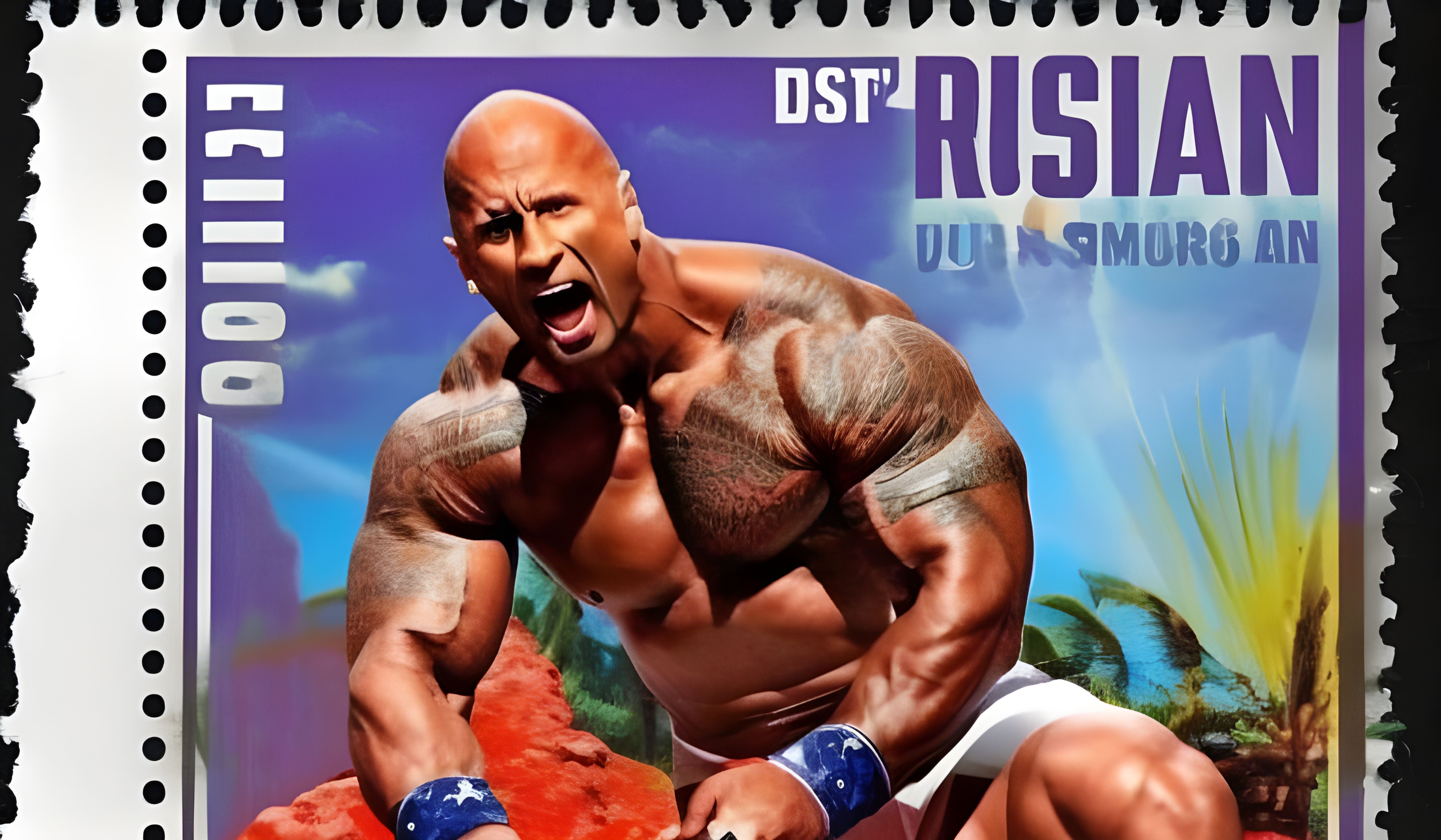 dwayne johnson wrestling a rock, Stable Diffusion