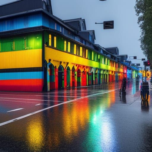 Colourful rainy streets