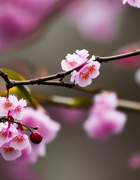 wilted wilting cherry blossom sakura flower, hyperdetailed, digital ...