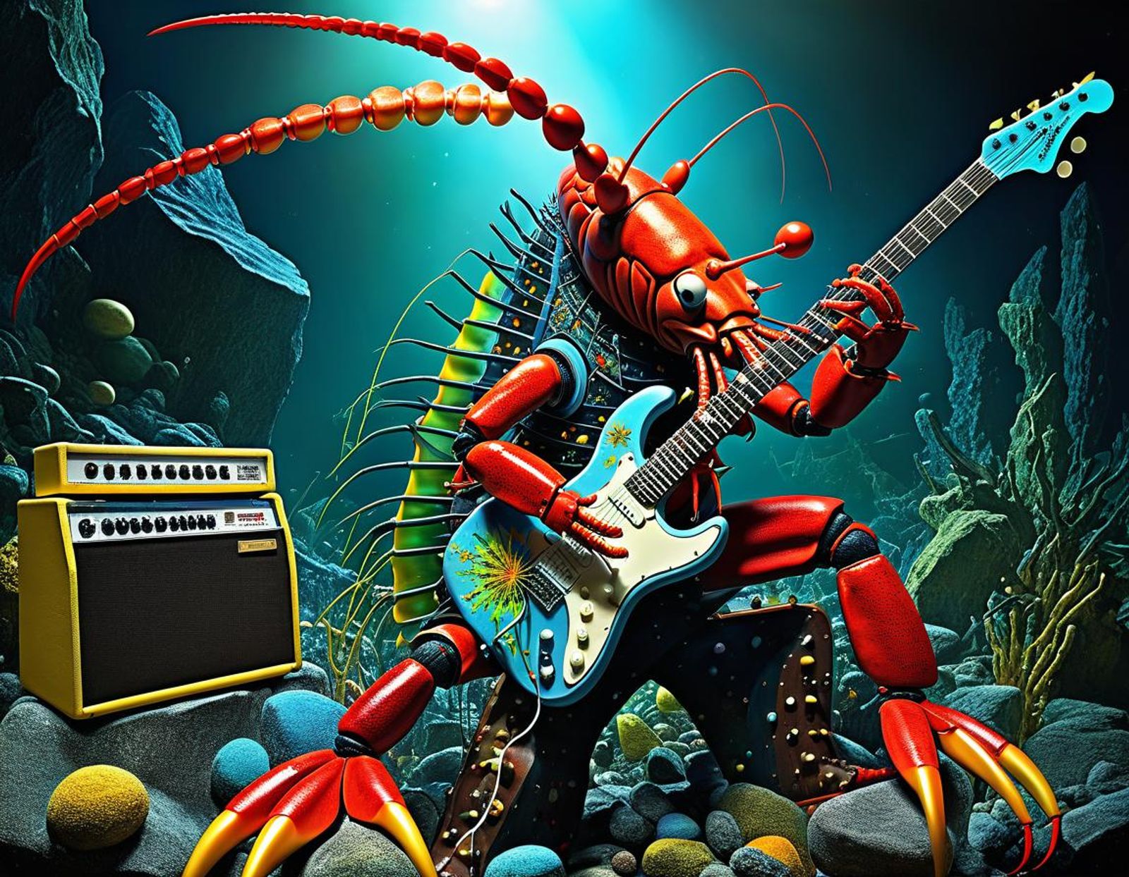 Rock Star Lobster Revisited #1 - AI Generated Artwork - NightCafe Creator