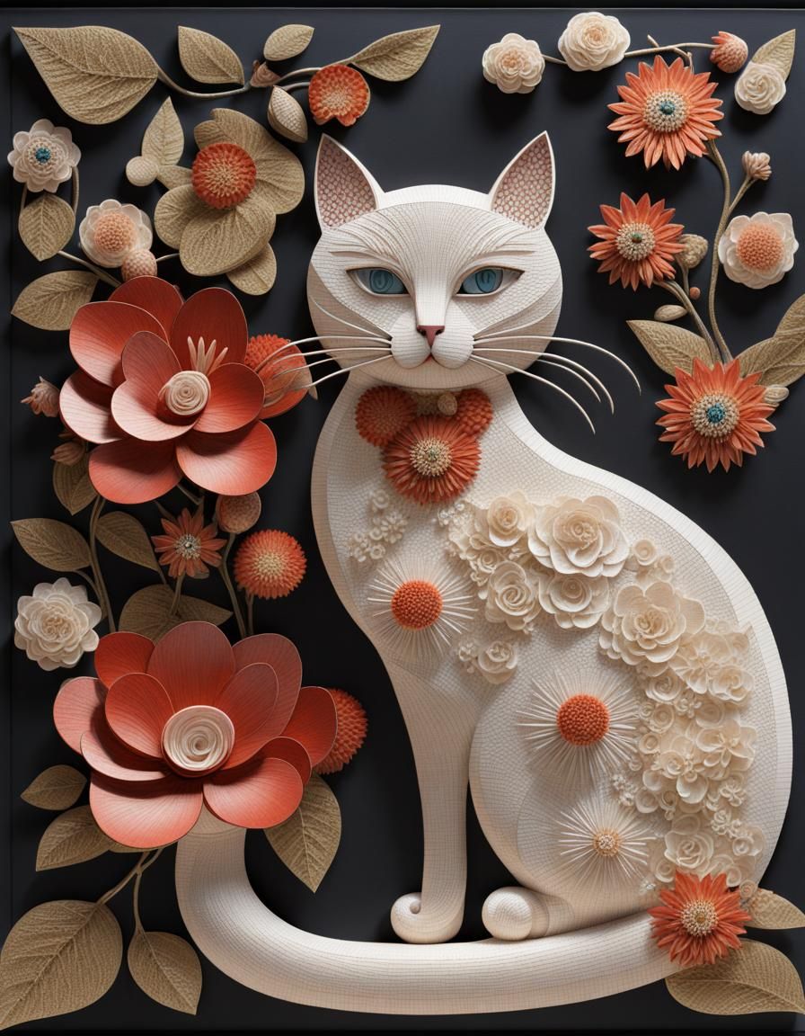 Cat and Flowers, Demetre Chiparus  by @Stormy Dawn