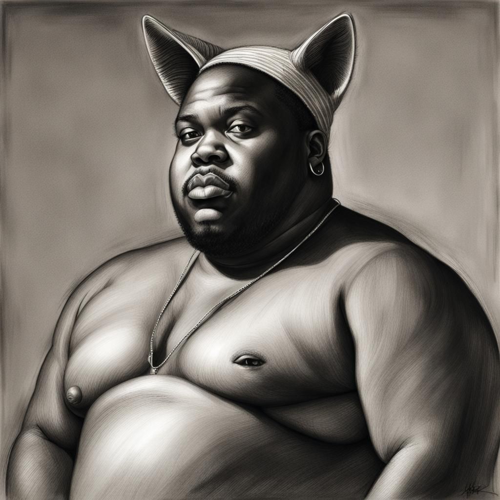 fat black man with cat ears *charcoal* - AI Generated Artwork - NightCafe  Creator