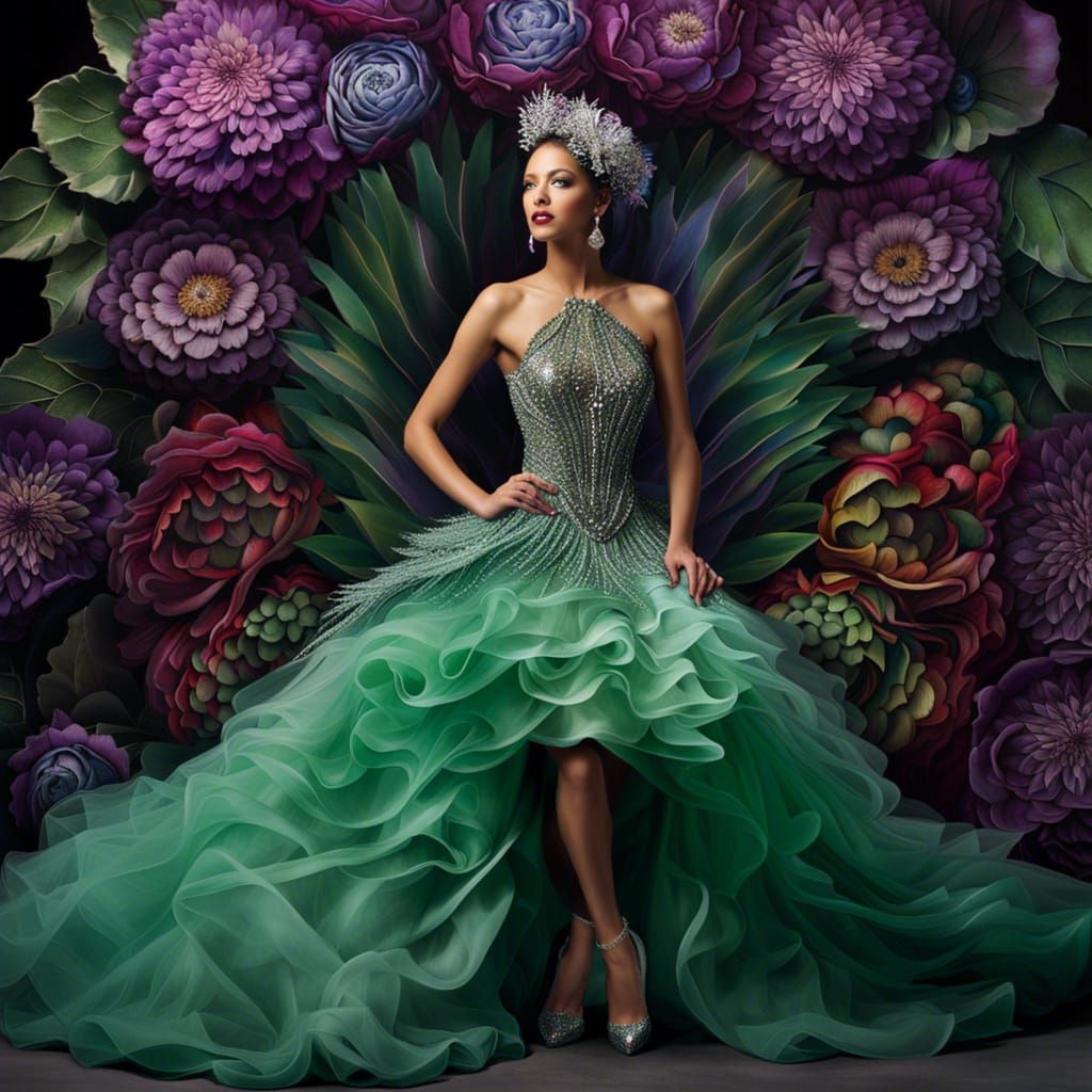 Green tulle