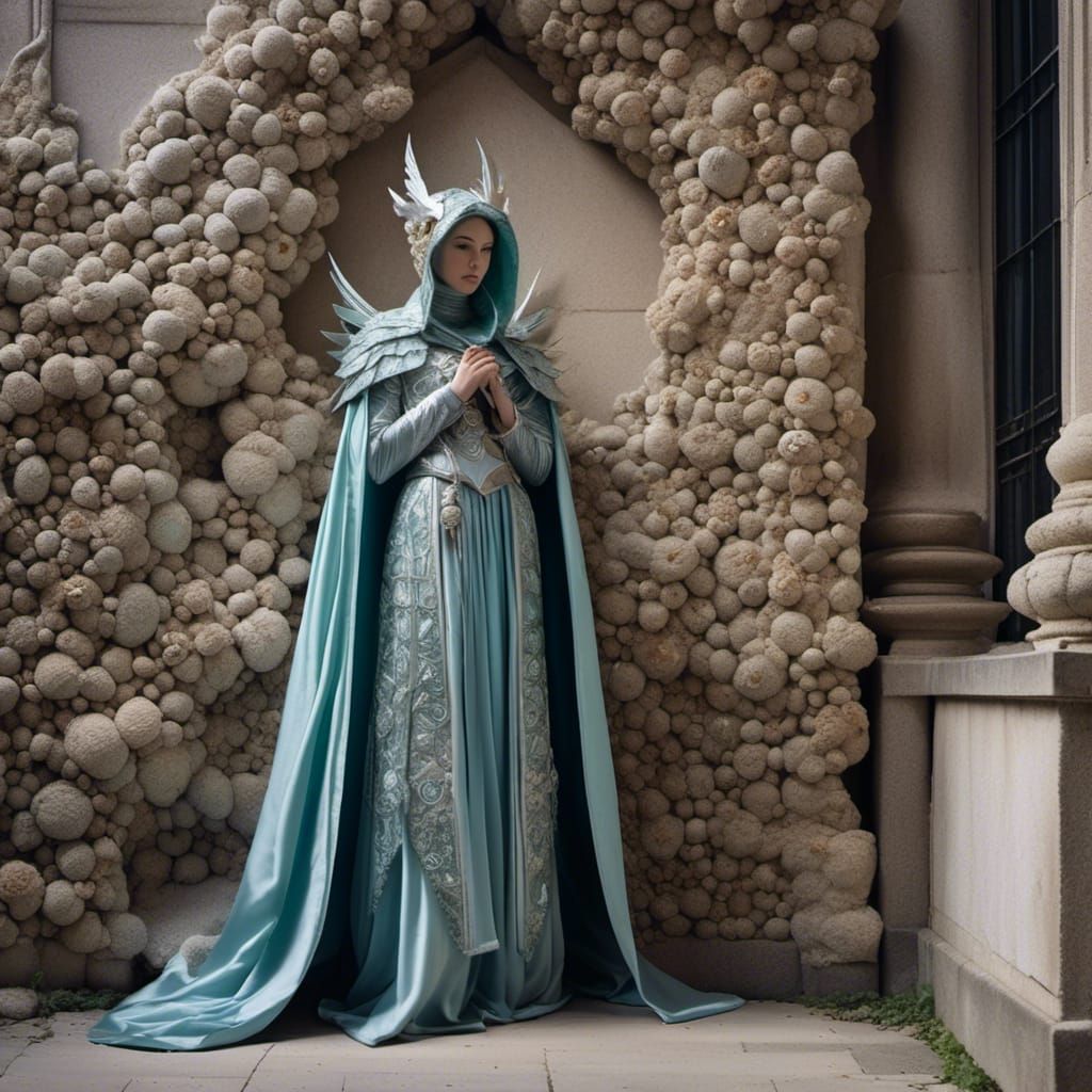 Otherworldly religious figure <lora:1Fluff:0.8> wearing a ca...