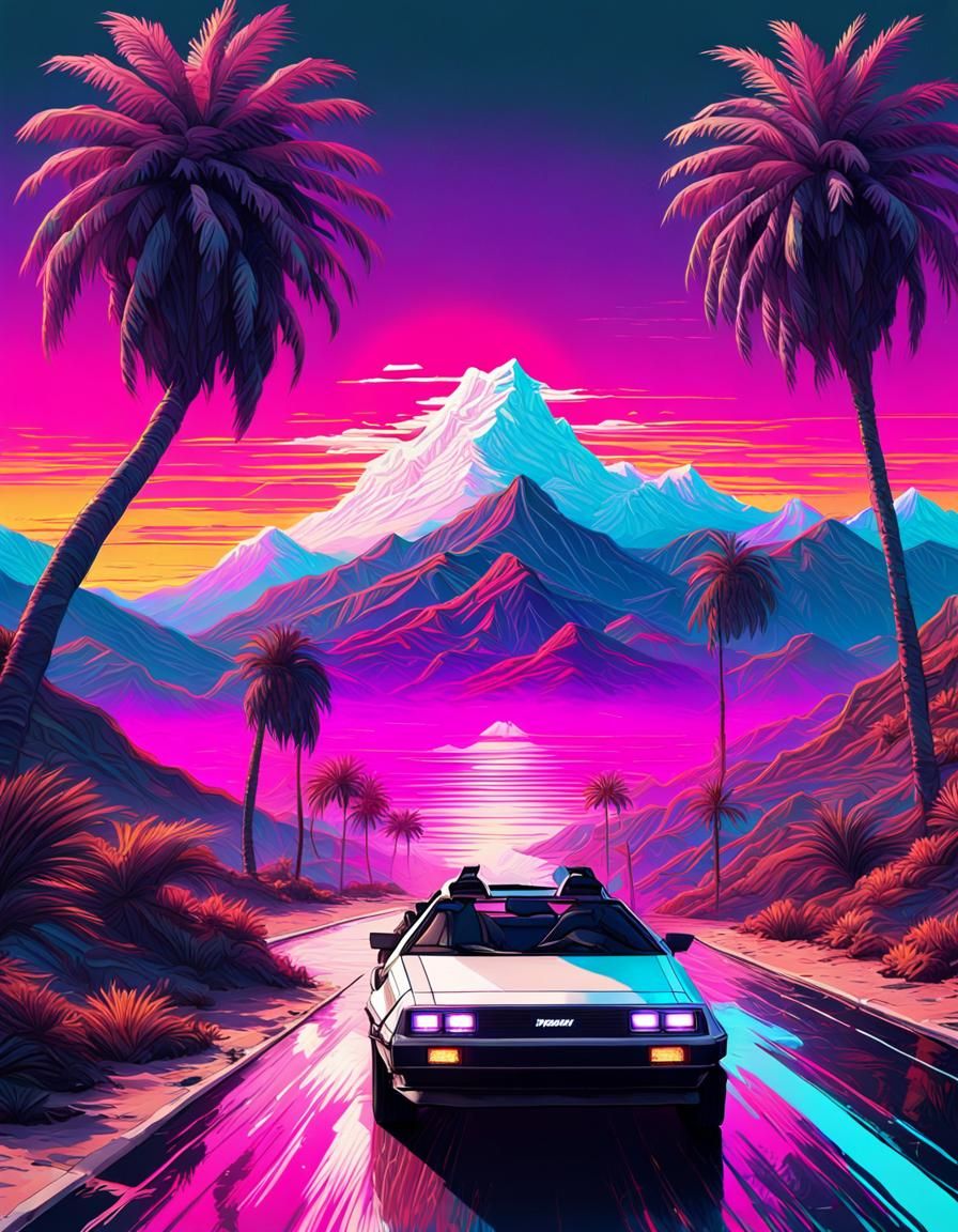 Vaporwave Delorian  by @Emma