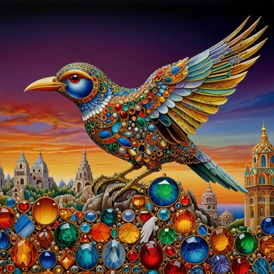Colorful Bird made of jewelry stones