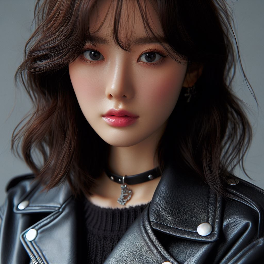 Korean girl in leather