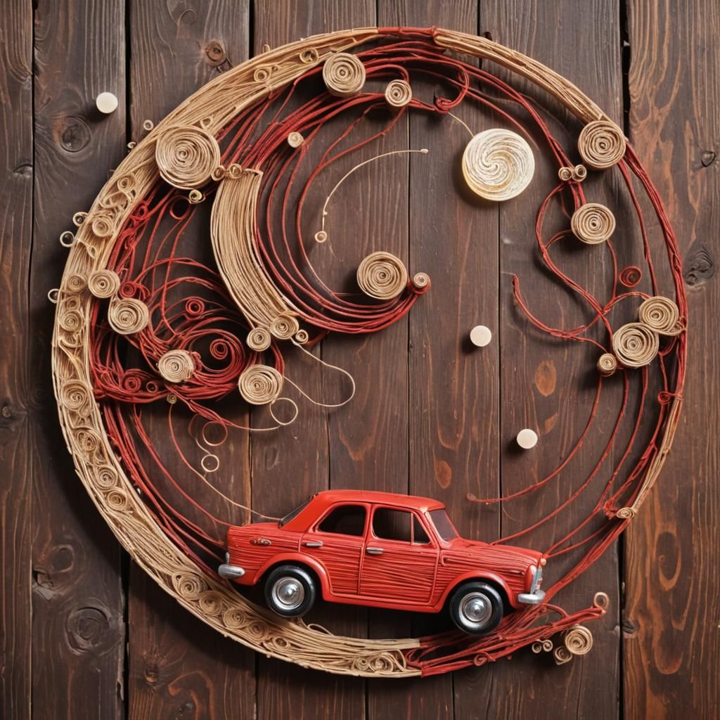 String art : vintage car
