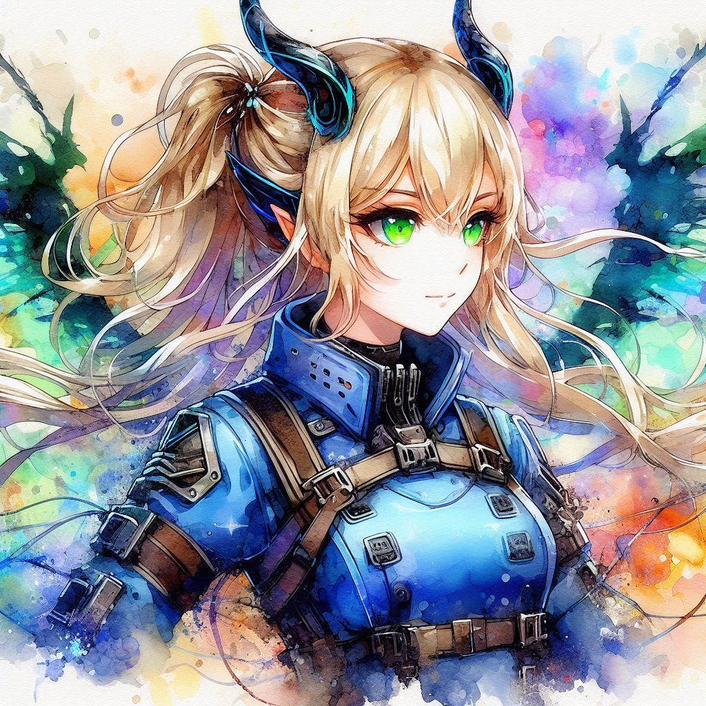 Blue anime soldier girl #2