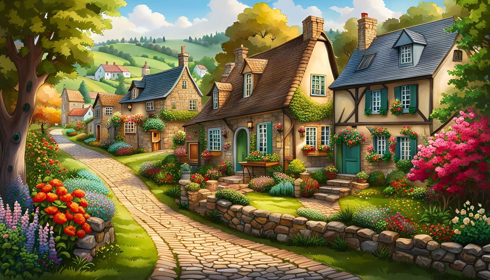 A Cute Country Village  by @Dabbler