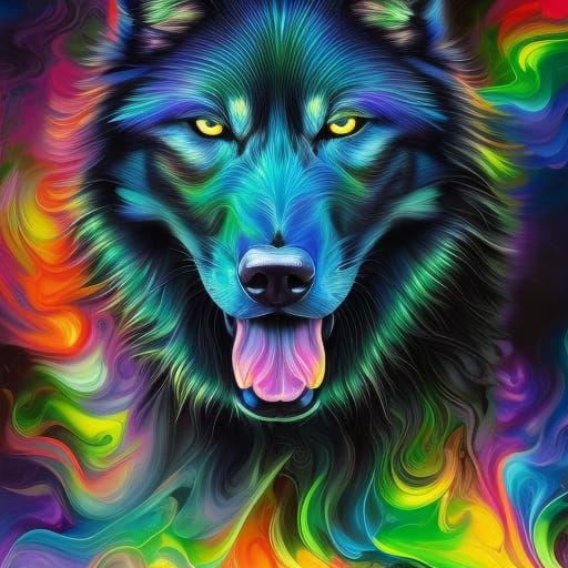 Smiling black Wolf universe - AI Generated Artwork - NightCafe Creator