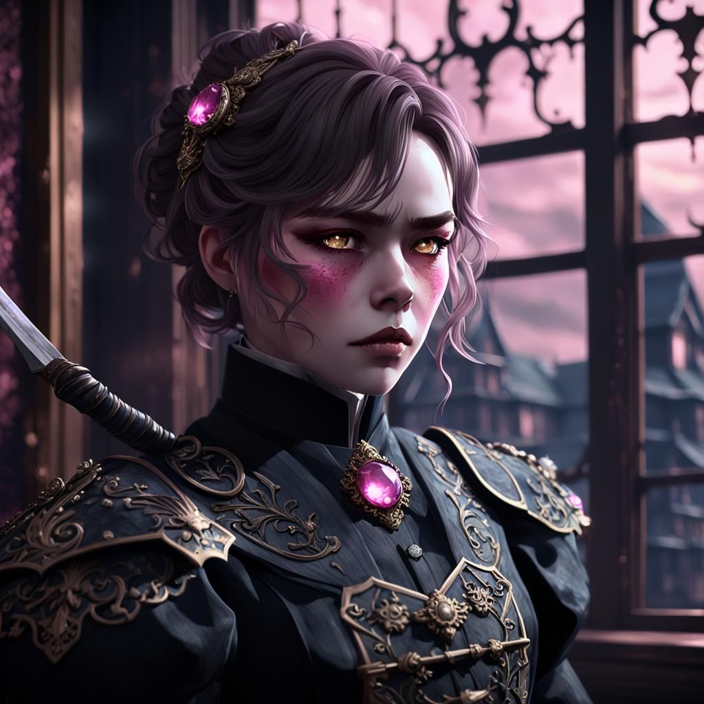 Lizzie Borden in Dark Anime Fantasy Art