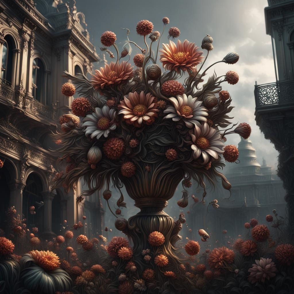 Metal Flower Statue