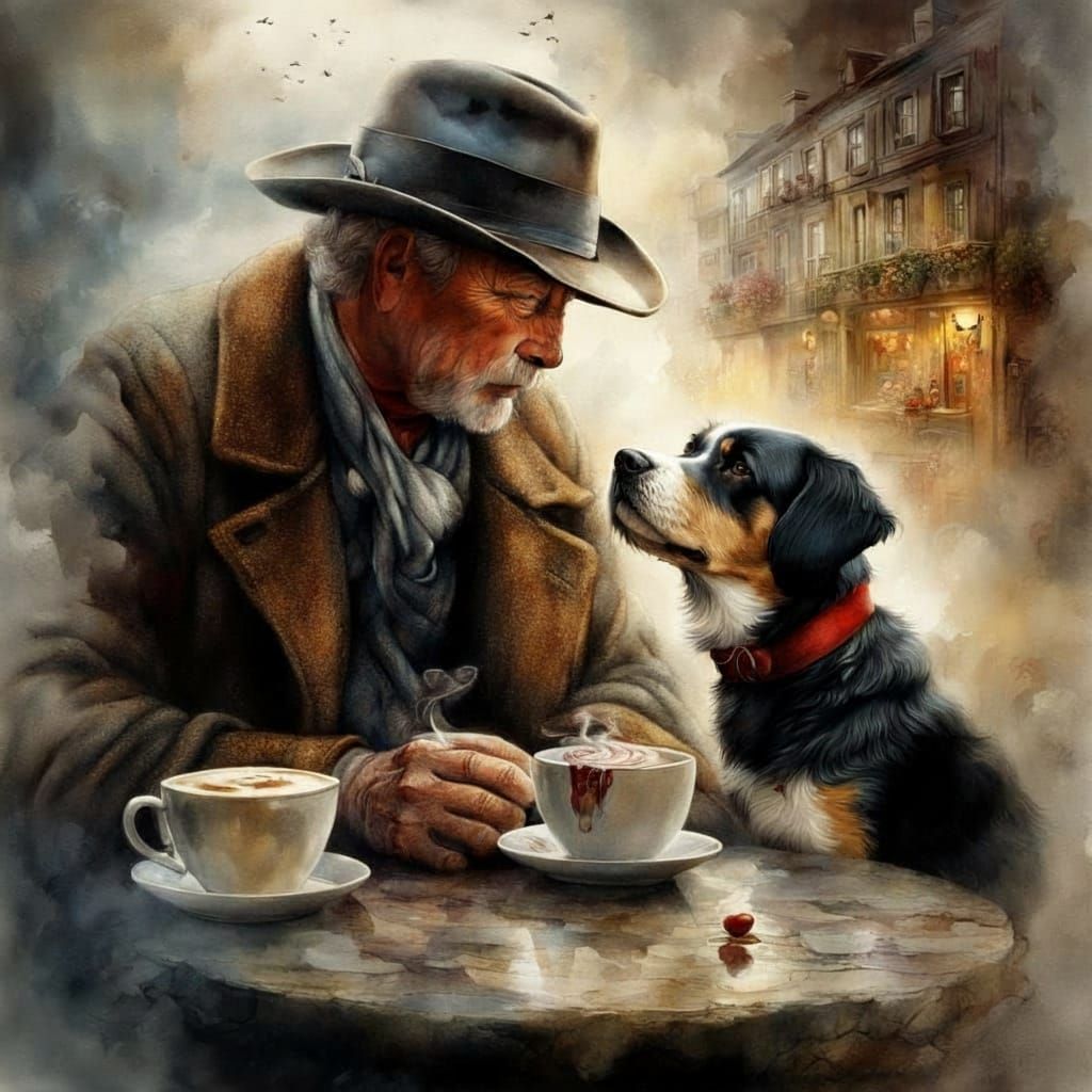                  A Quiet Café Scene  by @Myhana