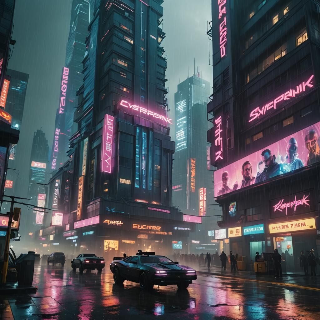 Cyberpunk 2099: Neon-Lit Dystopian Metropolis