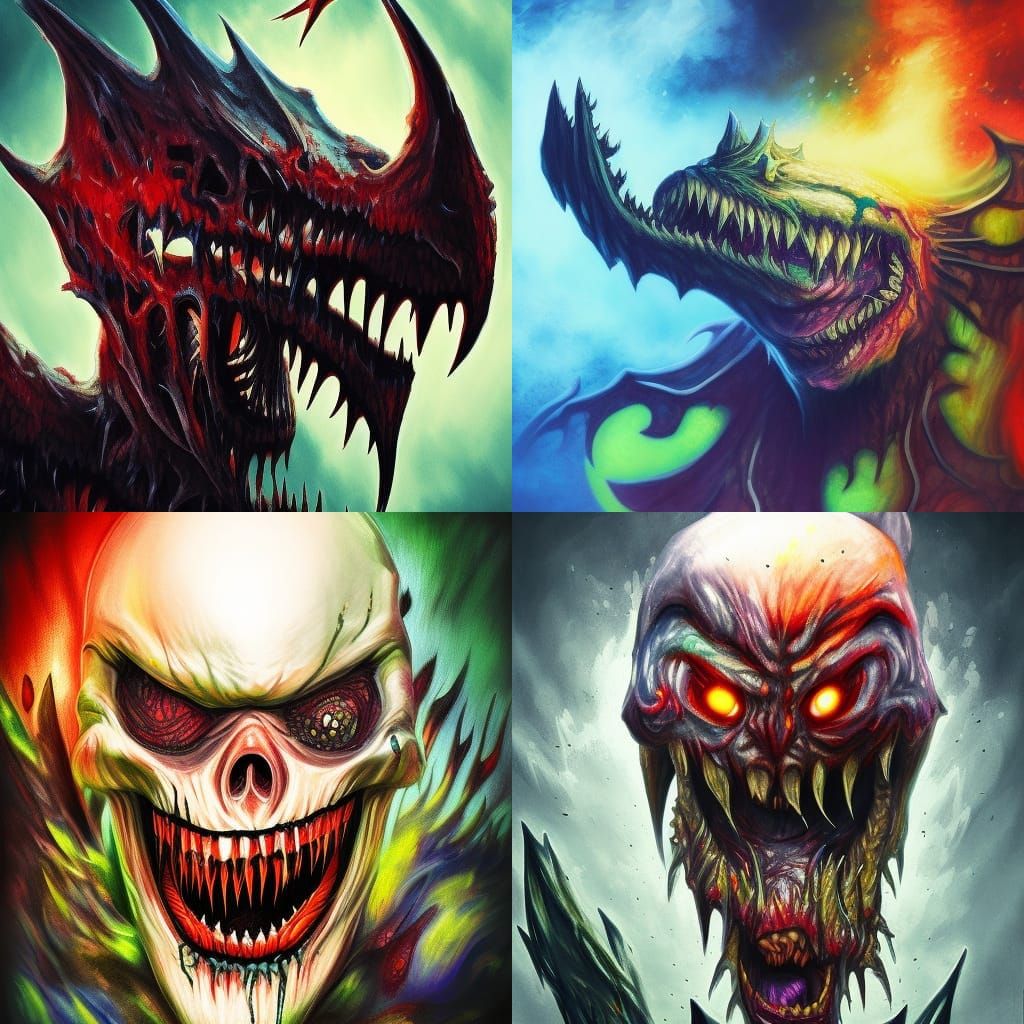 nightmare terror monster Hyperrealistic, splash art, concept...