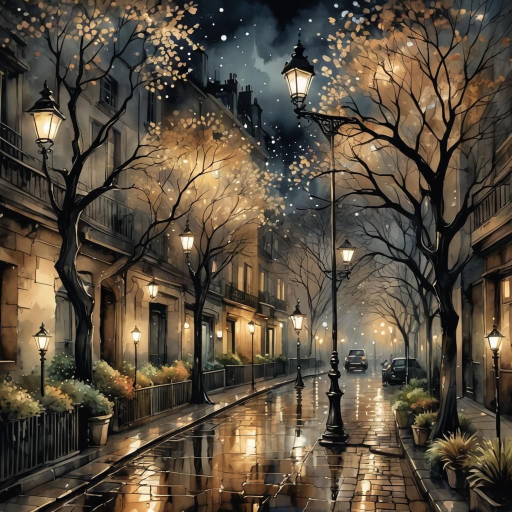 A rainy night scene   by @cutedolphin