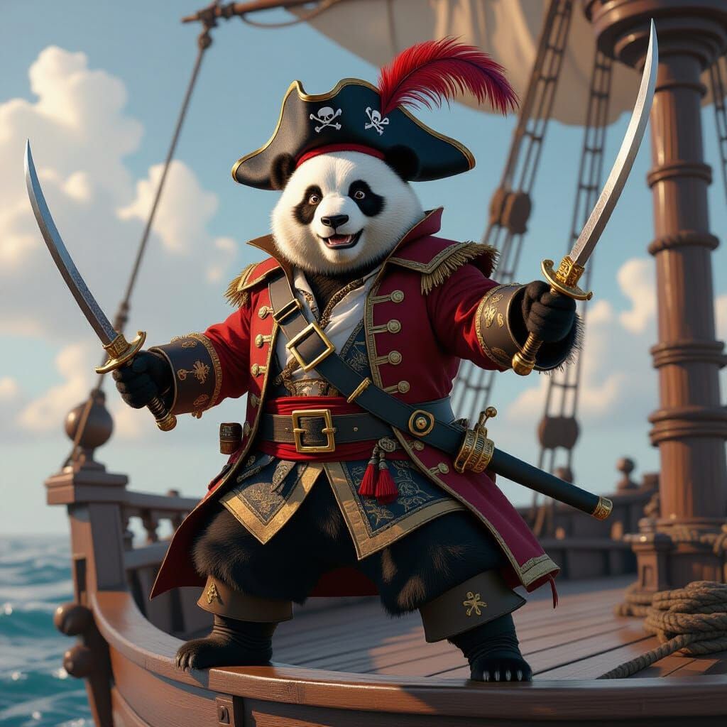 Pirate Pete, the giant panda  by @Macs designs