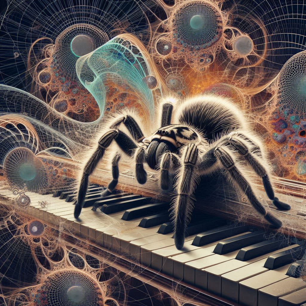 Tarantula playing keyboard