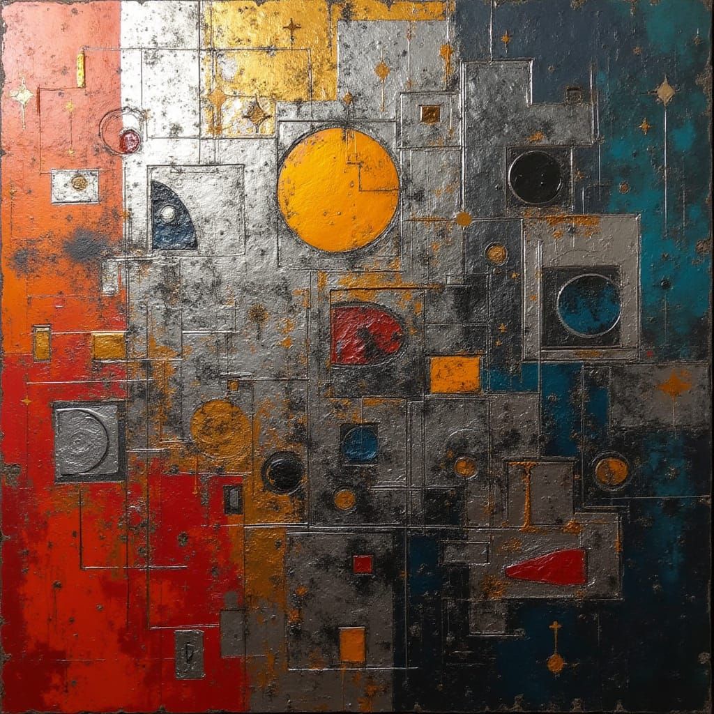 Vibrant Abstract Patterns in Metallic Medium