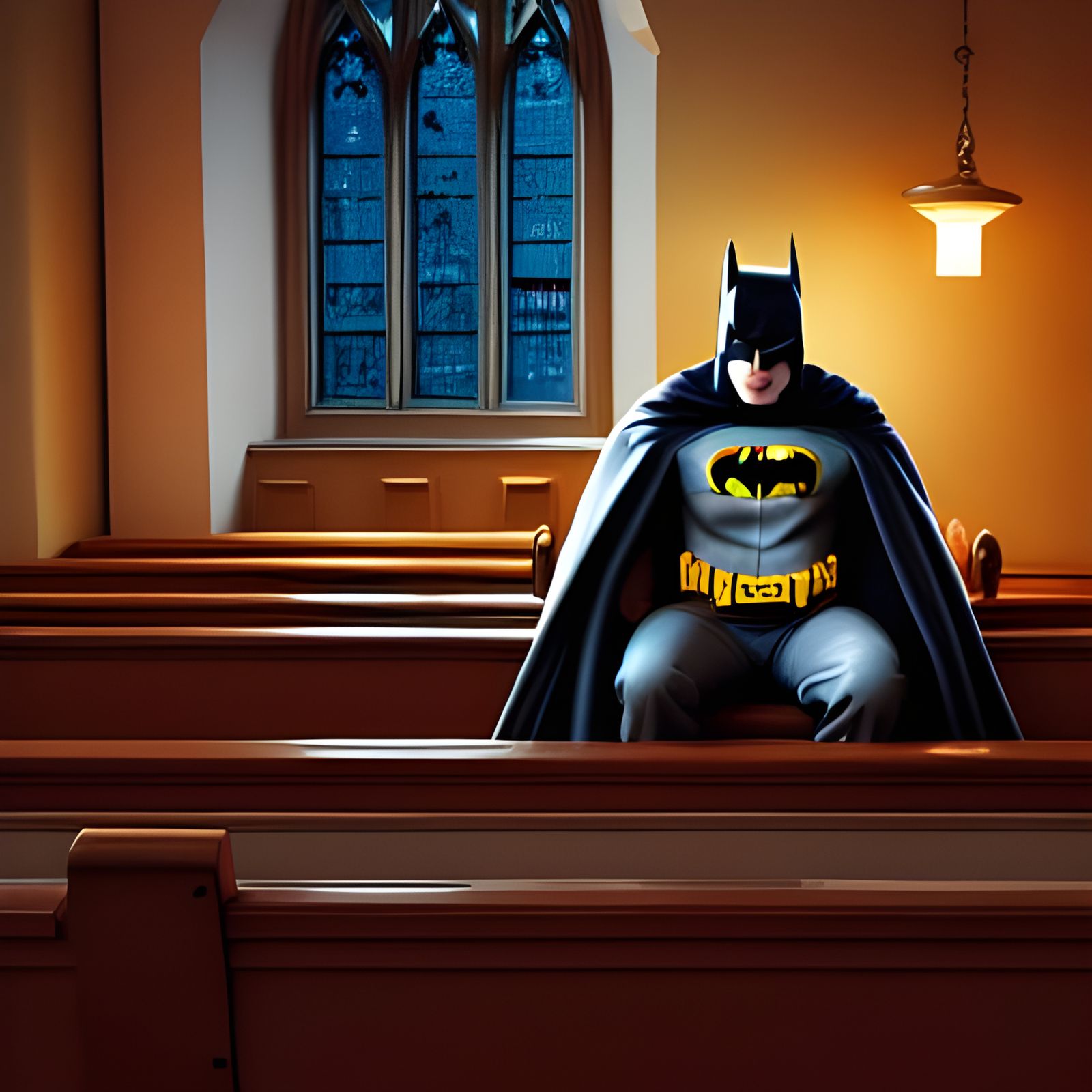What do you call it when Batman leaves church early? - AI Generated Artwork  - NightCafe Creator