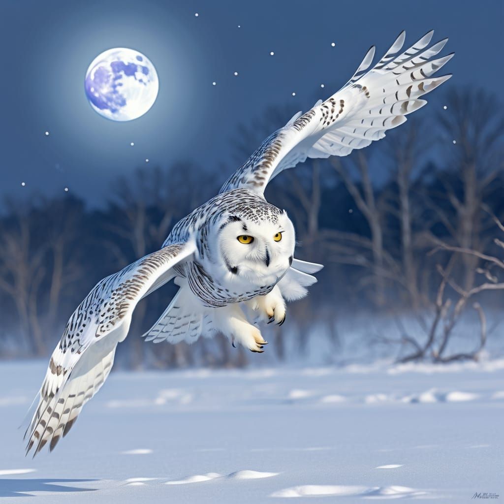 snowy owl on a hunt  by @Annki