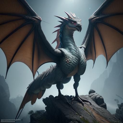 Birdlike dragon experiment with my lora-- hard to keep those extra limbs off