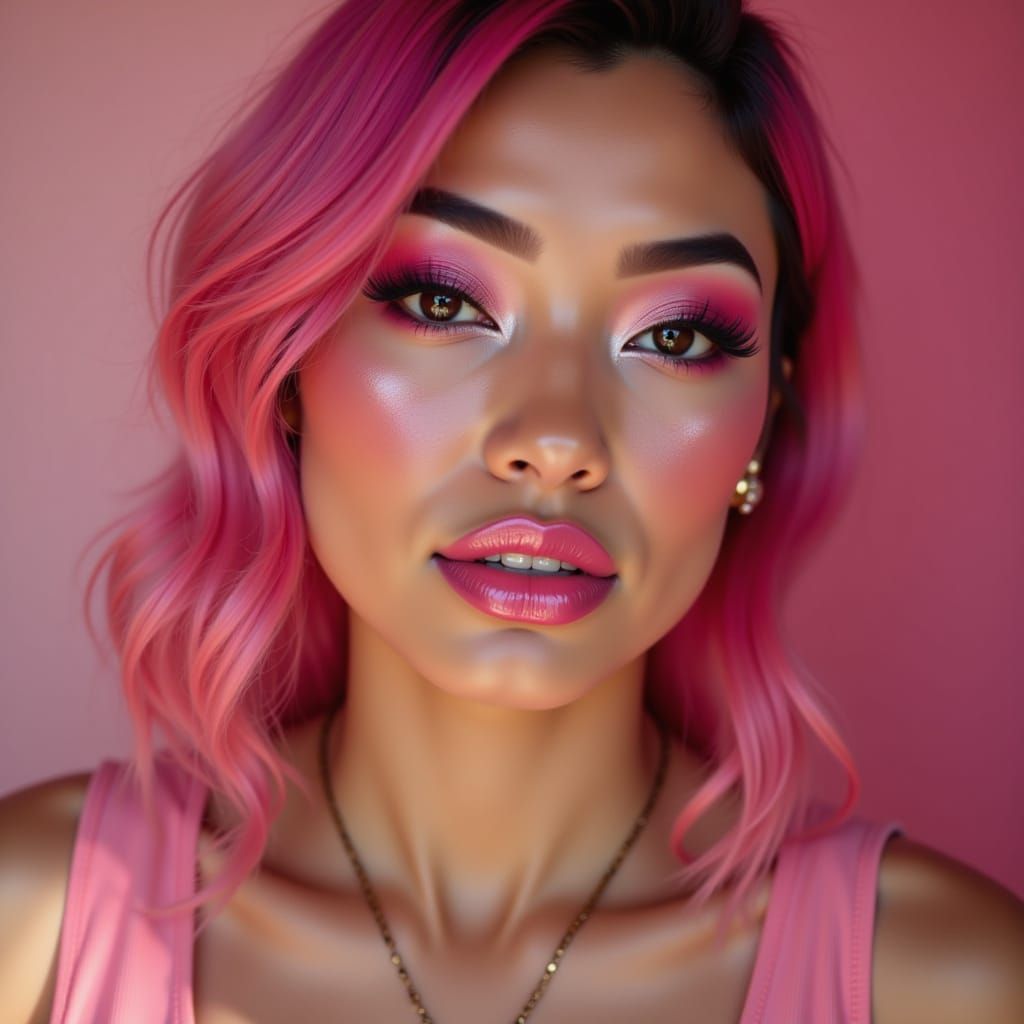 Candy pink
Pretty pink makeup, shimmering pink eyeshadow, glossy light pink lips, shimmers sparkles soft and Femme soft sweet pink, long dra...