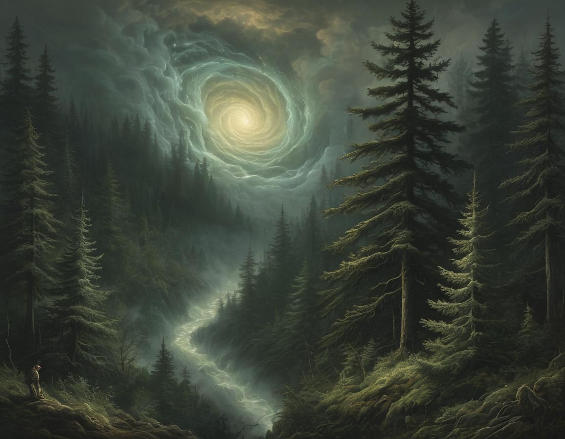 A tiny glowing will-o-wisp made from swirling enchanted mist...