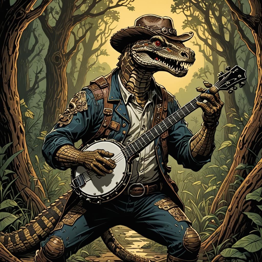 PROMPTED FOR rattlesnake playing a banjo