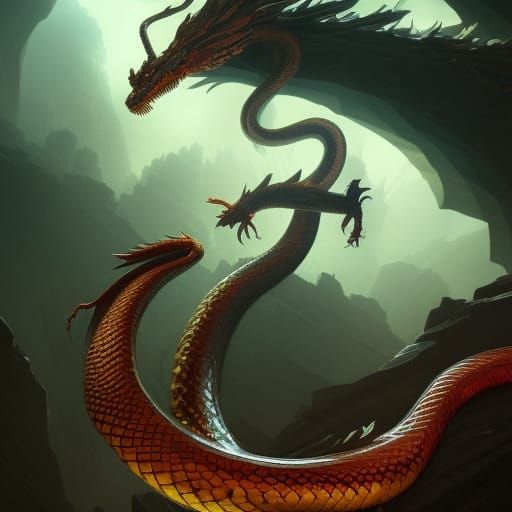 Serpent dragon a masterpiece, 8k resolution, dark fantasy co...