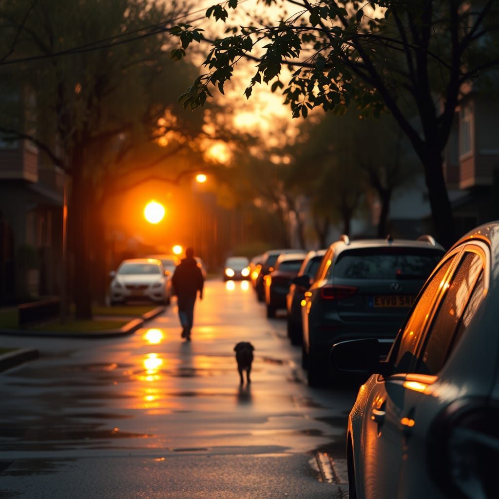 Sunset in my quiet neighborhood just after a light rain. 