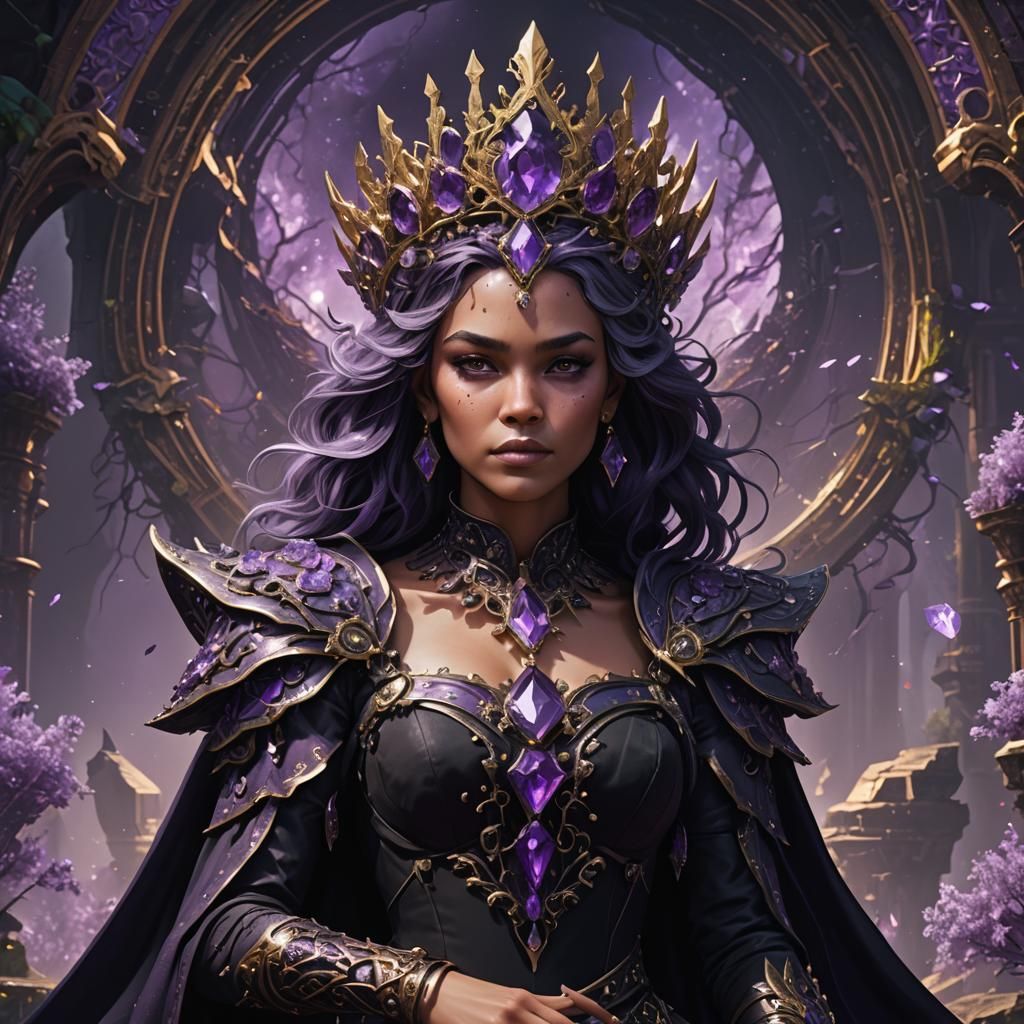 Amethyst queen wearing black