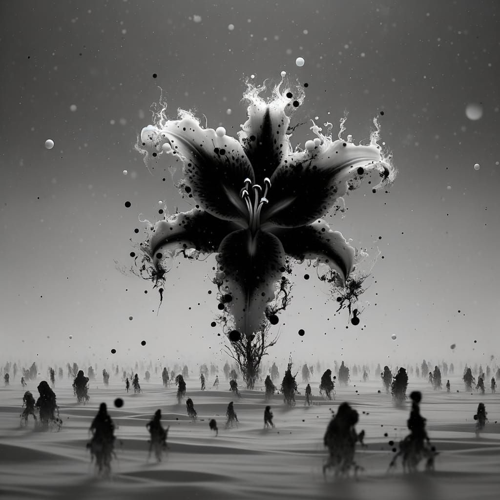 Surreal Minimalist Lily in Permafrost at Night